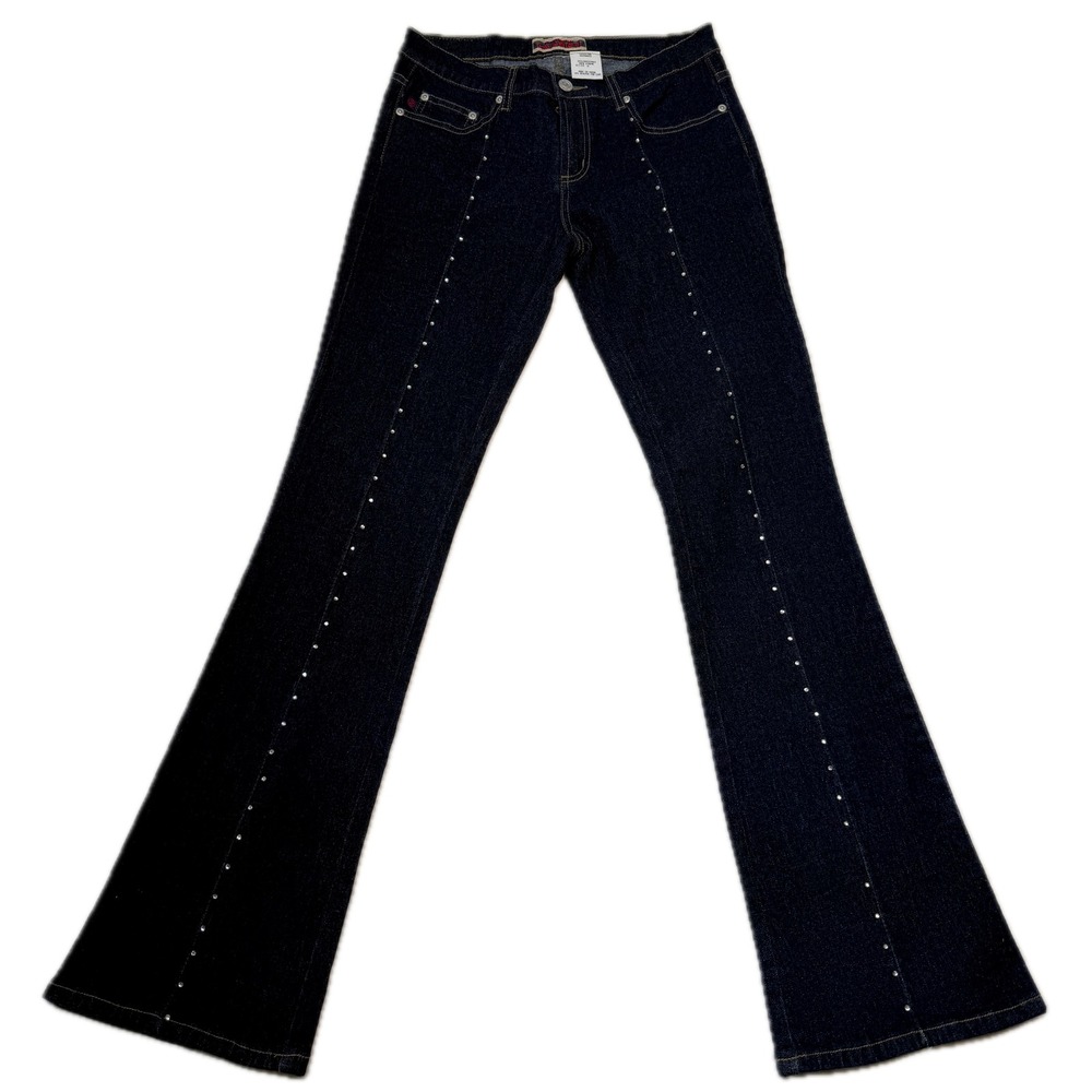 Z CAVARICCI Jeans Women Size 6 Style 059S9863 Dark Wash Denim Rhinestone Flare